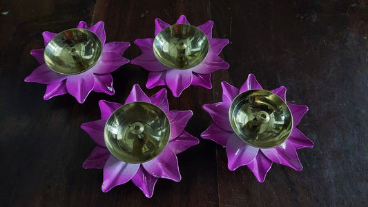 Pink Lotus Diya 3 inches (set of 4)