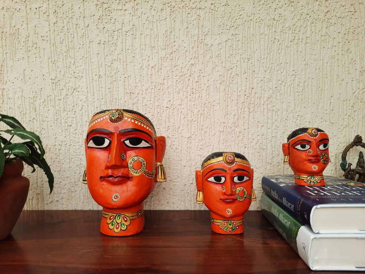 Wooden Gauri Amba Head Red