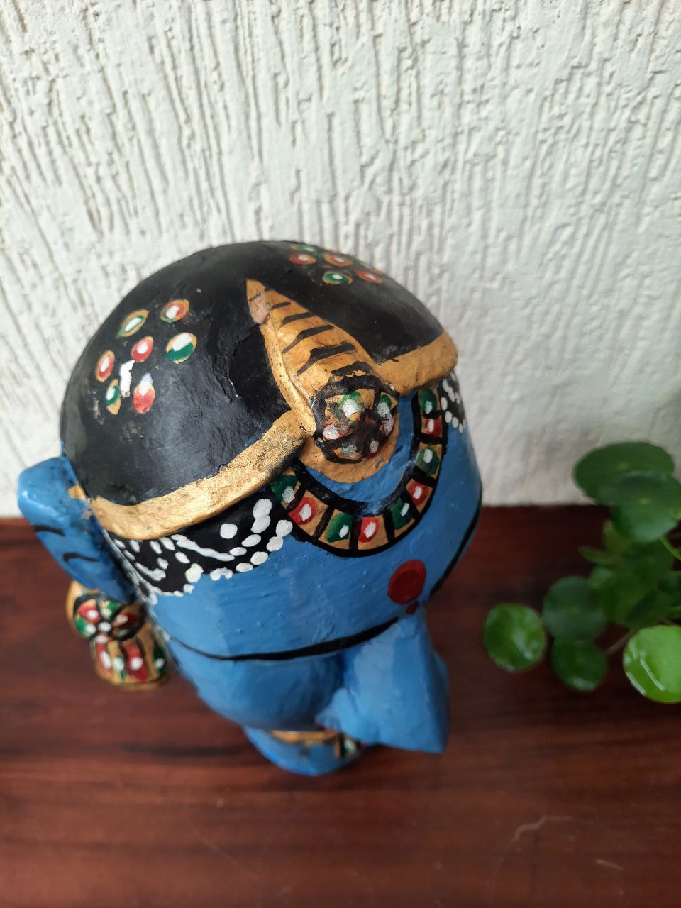 Wooden Gauri Amba Head Blue (12")