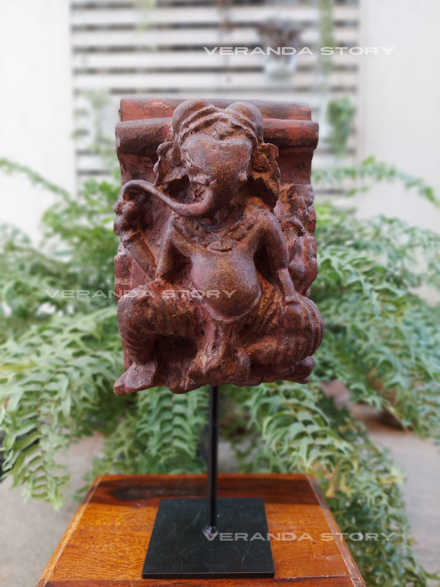 Rustic Wooden Ganesha TableTop (14 Inches)