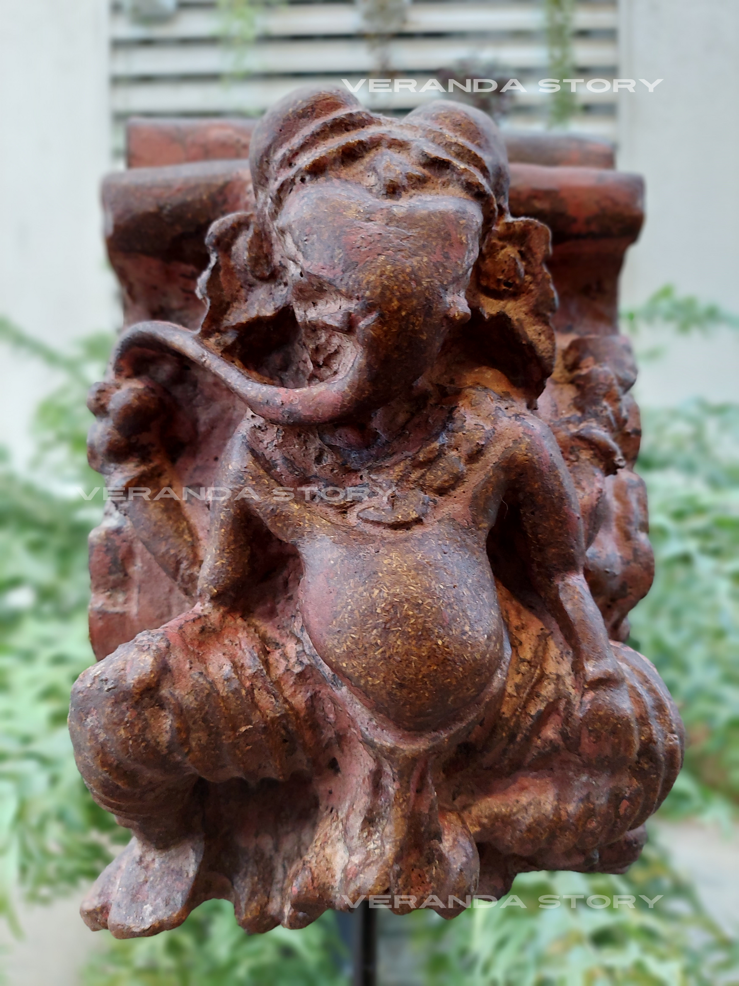 Rustic Wooden Ganesha TableTop (14 Inches)